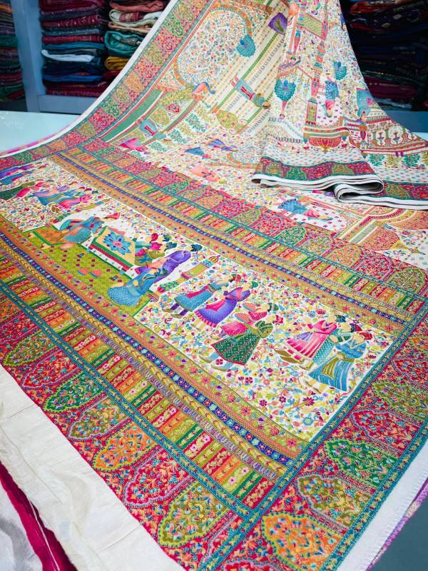 Exquisite Pure Viscose Silk Pashmina Saree with Pure Jari Weaving