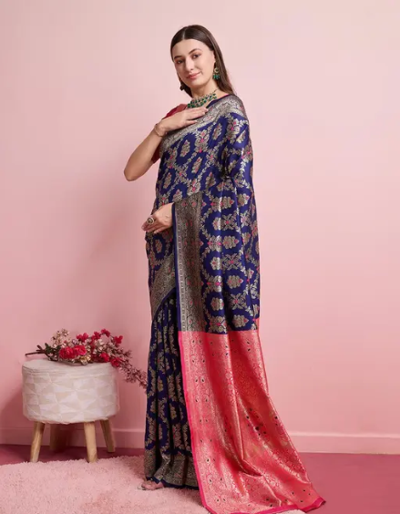 Rich Banarasi silk saree with heavy blouse
