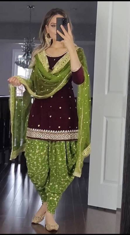 Party Wear Look Top ,Dhoti Salwar and Dupatta