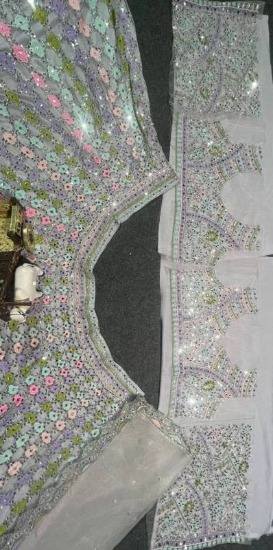 Real Mirror Embroidery Sequins Work Lehenga Choli Set