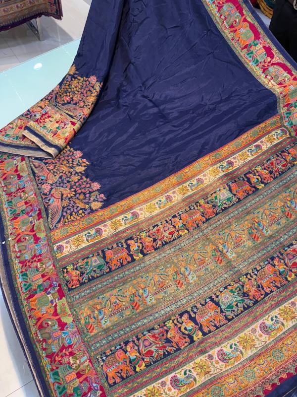 Pure viscose silk position pashmina saree