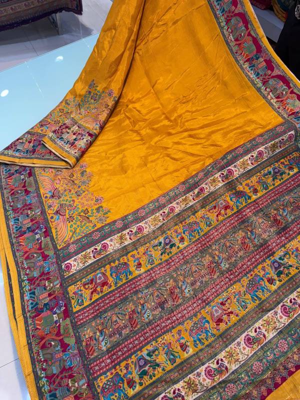 Pure viscose silk position pashmina saree