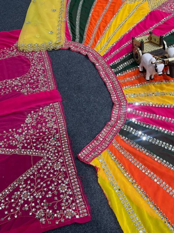 Real Mirror Embroidery Work Lehenga Choli Set