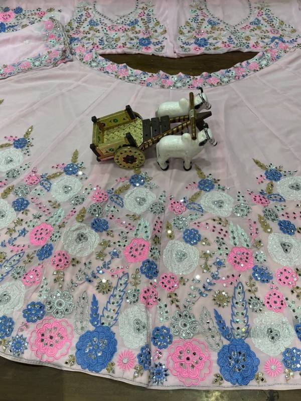 Real Mirror Faux Georgette Embroidery Work Lehenga choli set