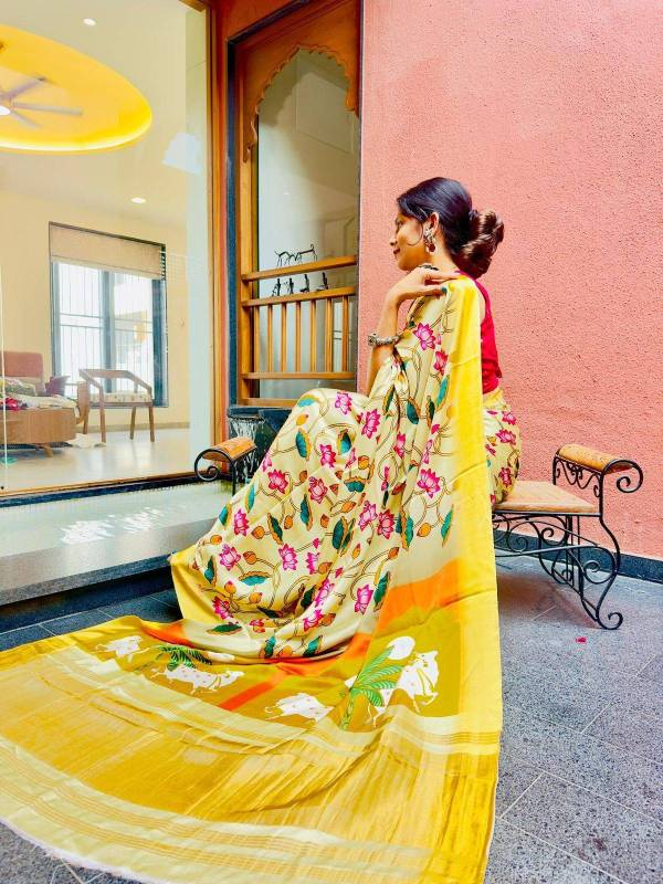 Pure gaji silk fabric classic lagadi patta saree with Pure Jari weaving work