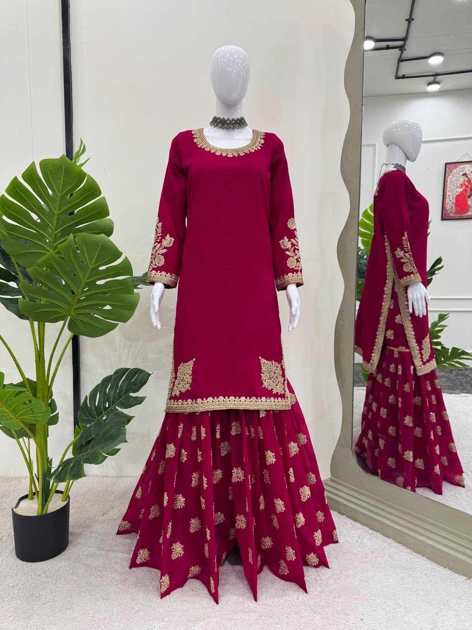 Stylish Crunchy Silk Sharara Outfit
