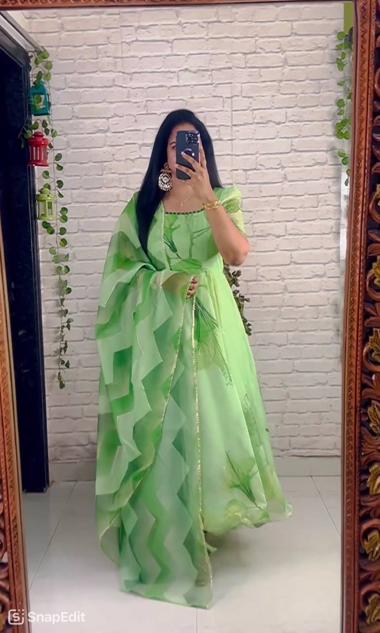 Green Designer Summer Collection Anarkali Suit