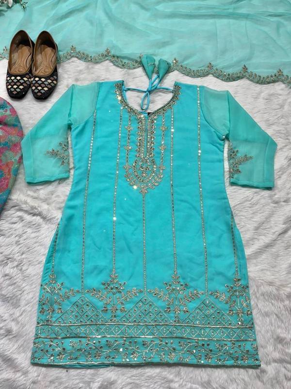  Party Wear Look Top ,Dhoti Salwar and Dupatta