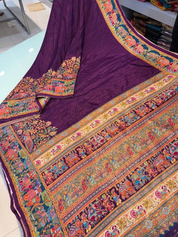 Pure viscose silk position pashmina saree