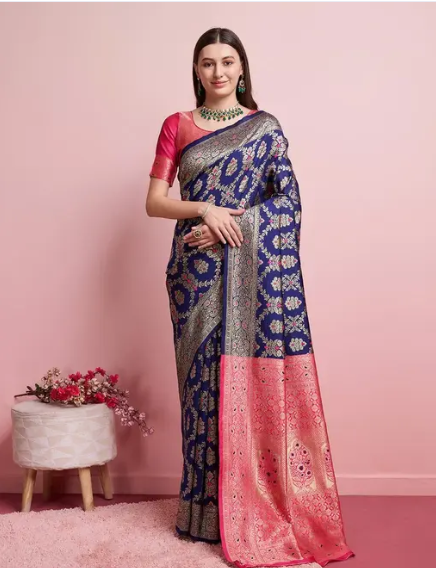 Rich Banarasi silk saree with heavy blouse