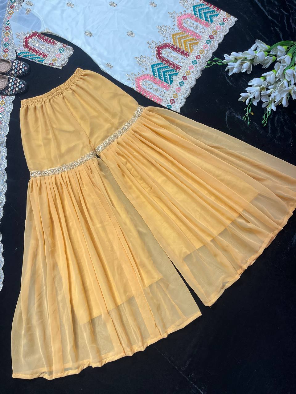 Faux Georgette top and Sharara Palazzo