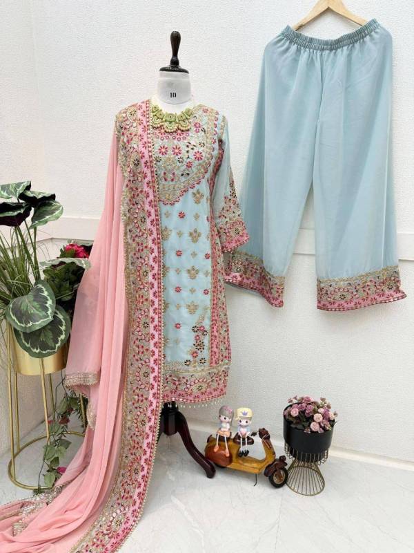 Designer Top Sharar Plazzo Dupatta Set