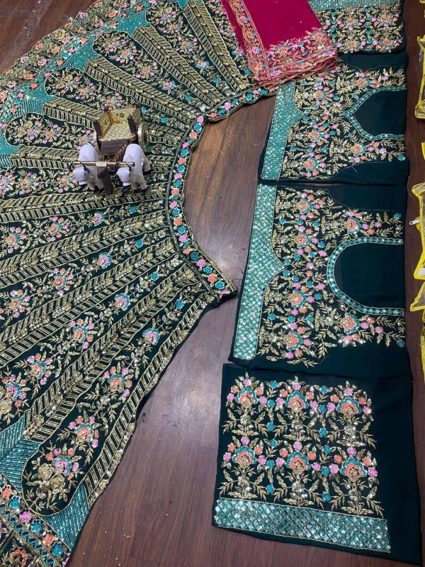 Faux Georgette Bridal Lehenga, adorned with exquisite sequin embroidery