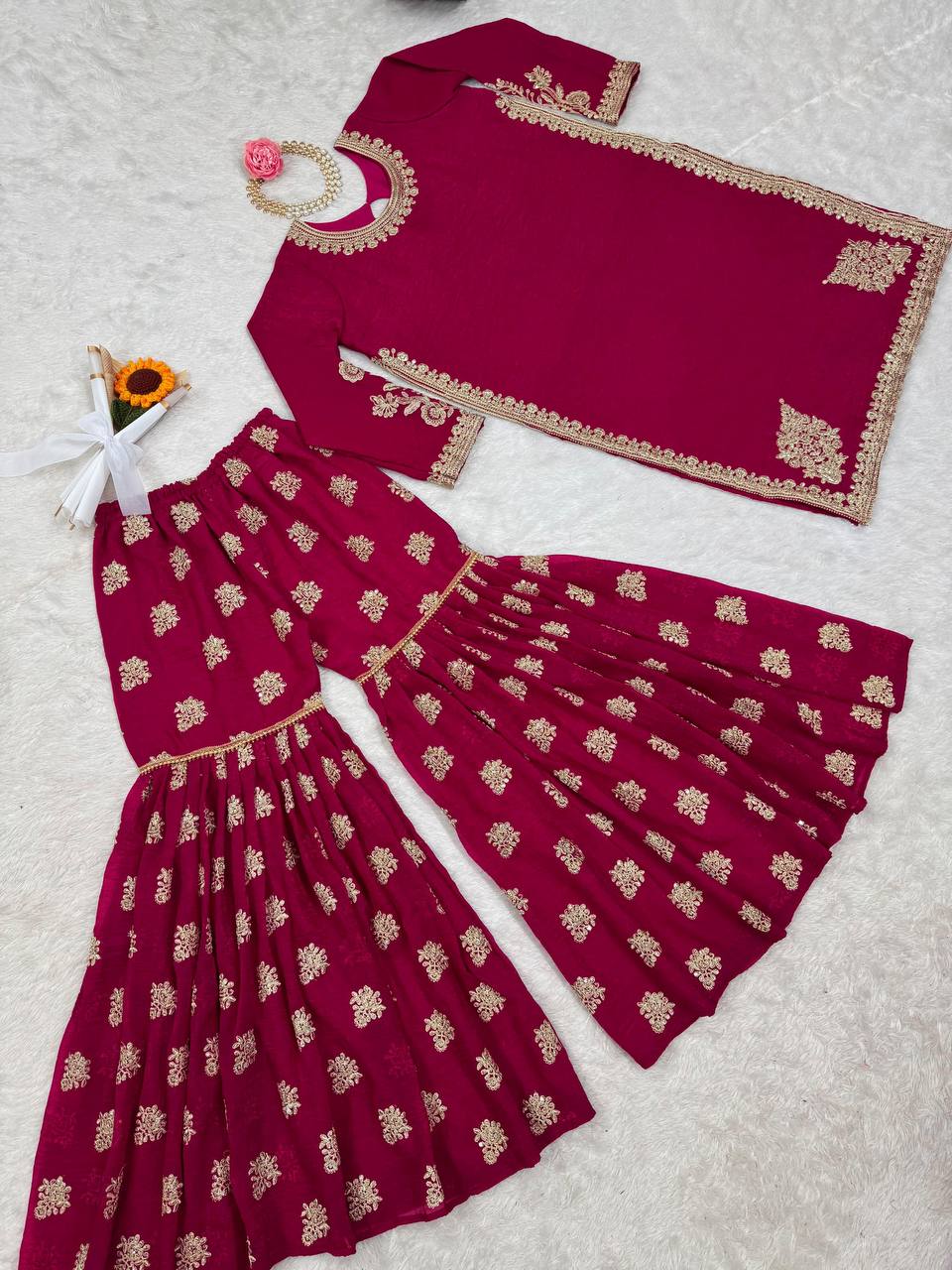 Stylish Crunchy Silk Sharara Outfit