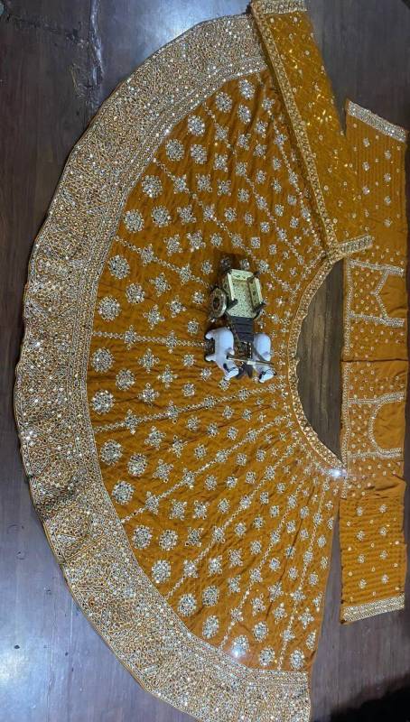 Faux Georgette Real Mirror,  Embroidered Work Lehenga 