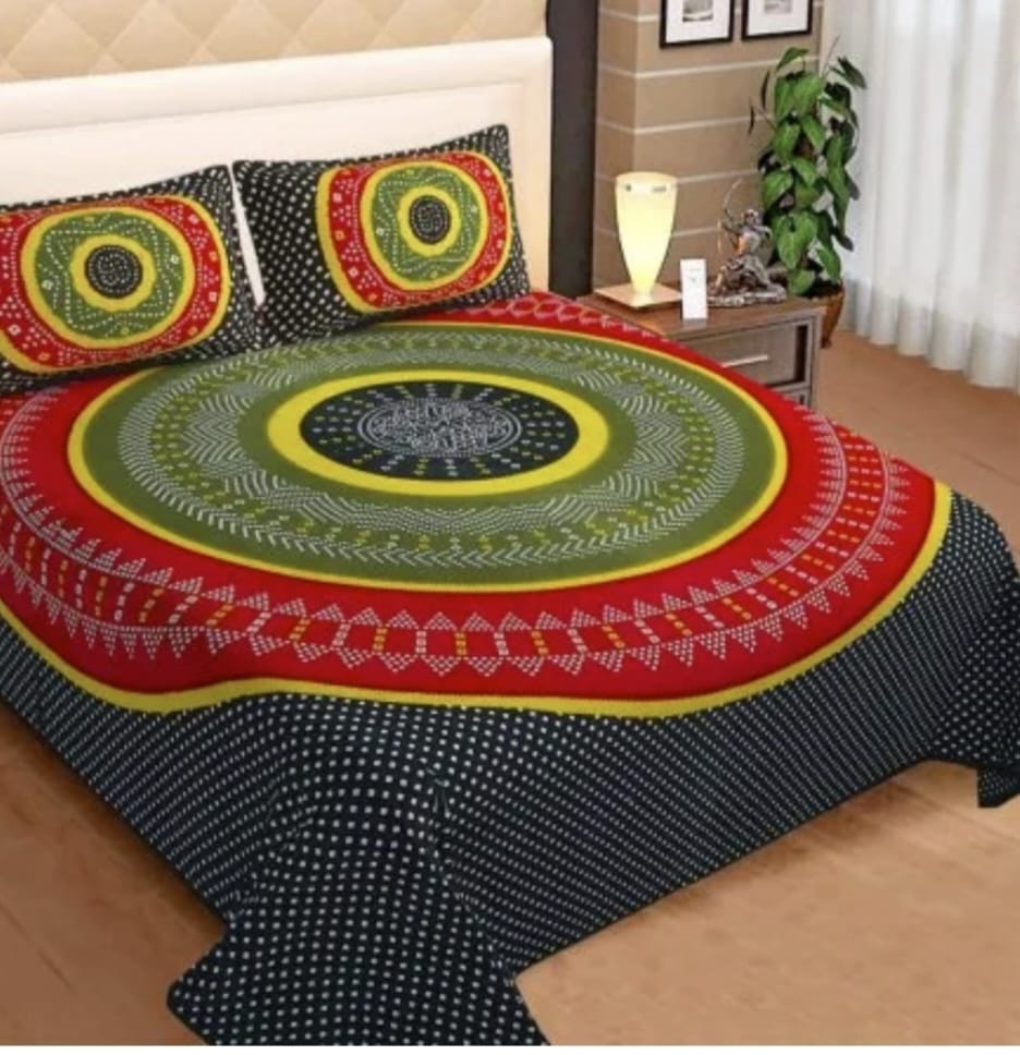   King size  japuri Bedsheet with pillow covers