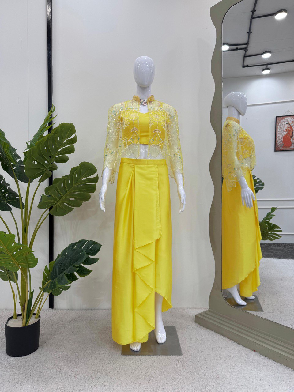 Ready-to-Wear Dhoti Style Set featuring a stitched tube blouse, dhoti, and koti