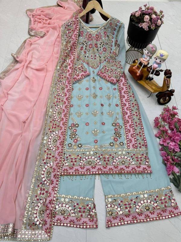Designer Top Sharar Plazzo Dupatta Set