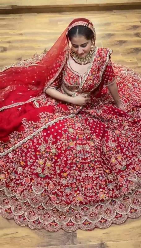 Embroidery Sequins Work Lehenga Choli Dupatta