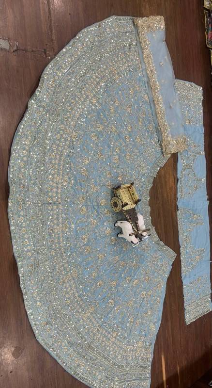 Faux Georgette SequinsEmbroidered Work Lehenga Choli Set