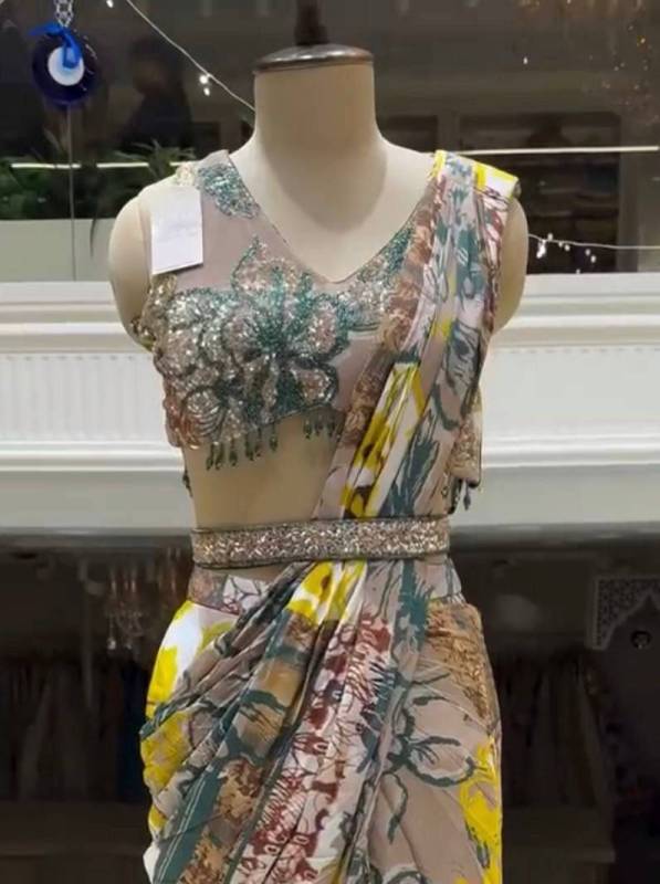  Ready-to-Wear Soft Chinon Silk Saree