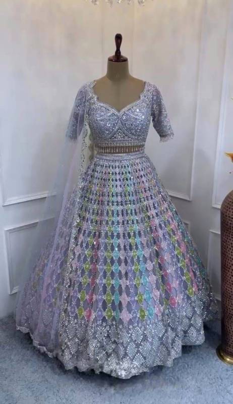 Real Mirror Embroidery Sequins Work Lehenga Choli Set