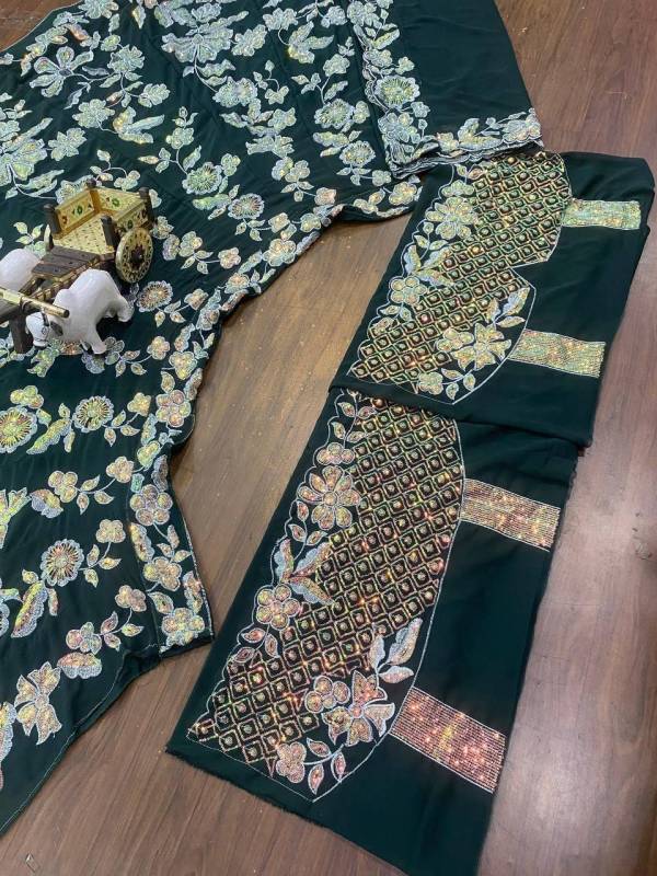 Faux Georgette Lehenga features intricate sequens embroidery