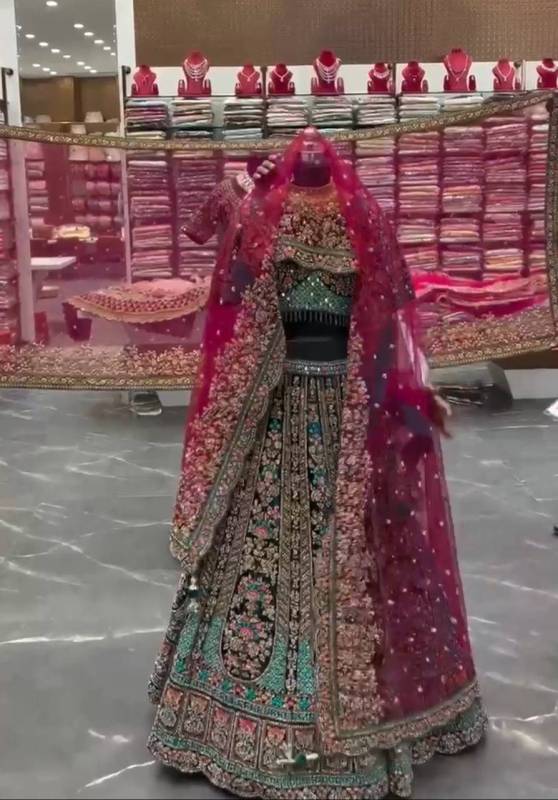 Faux Georgette Bridal Lehenga, adorned with exquisite sequin embroidery