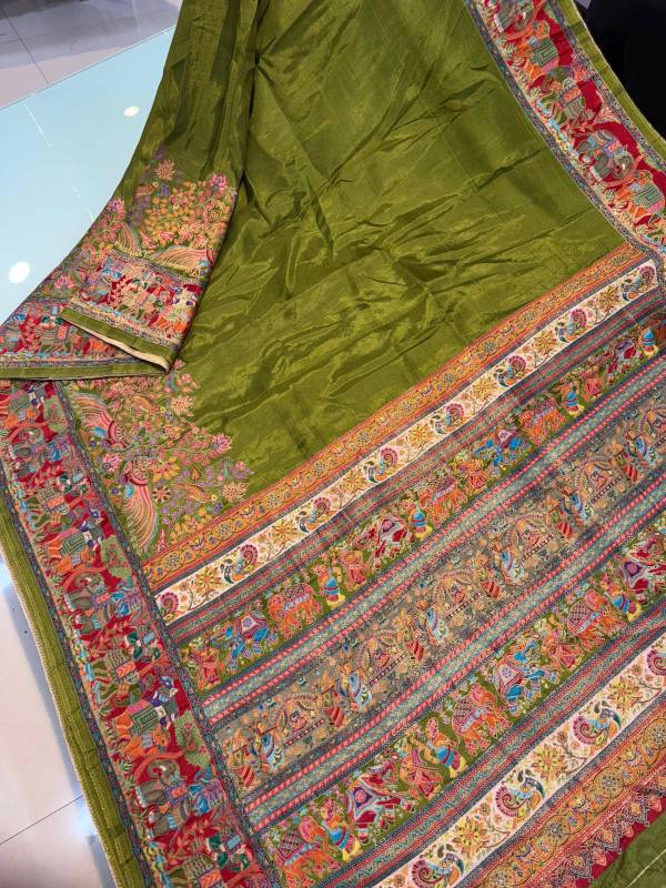 Pure viscose silk position pashmina saree