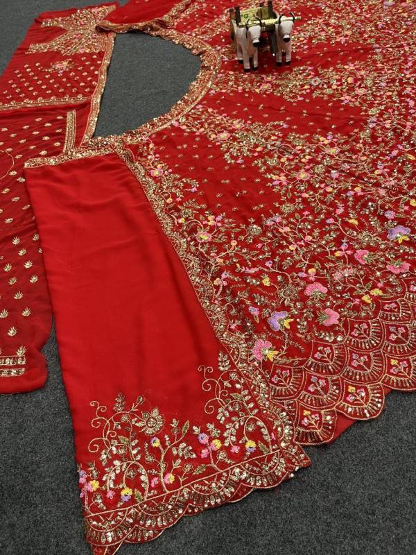 Embroidery Sequins Work Lehenga Choli Dupatta