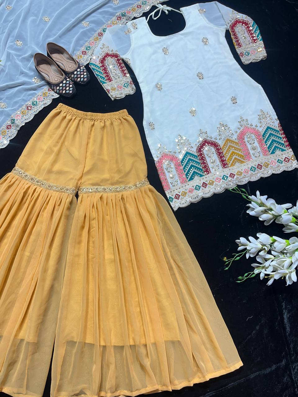 Faux Georgette top and Sharara Palazzo