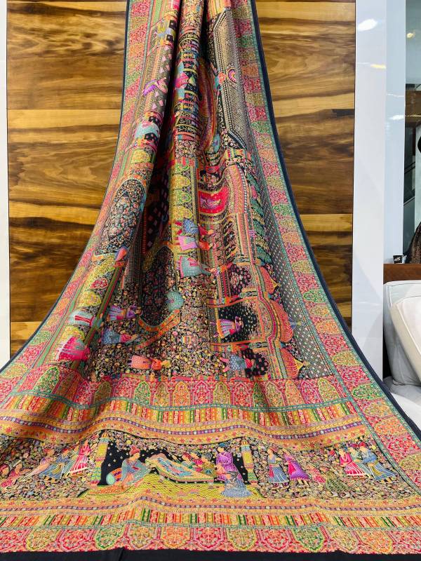 Exquisite Pure Viscose Silk Pashmina Saree with Pure Jari Weaving
