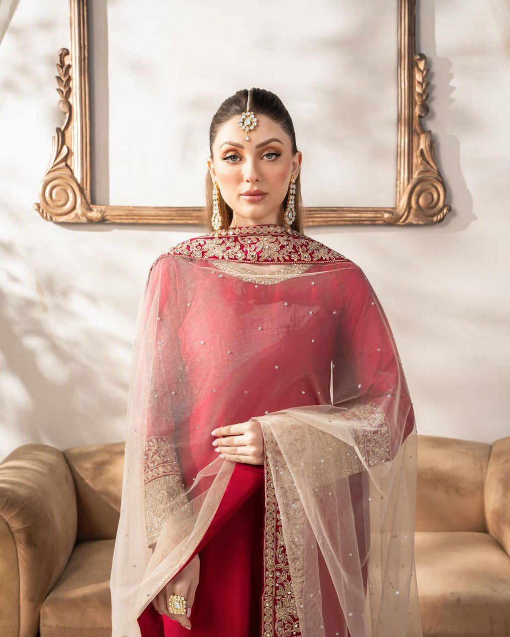 Satin Silk Set featuring a  designed top, pent, papatta