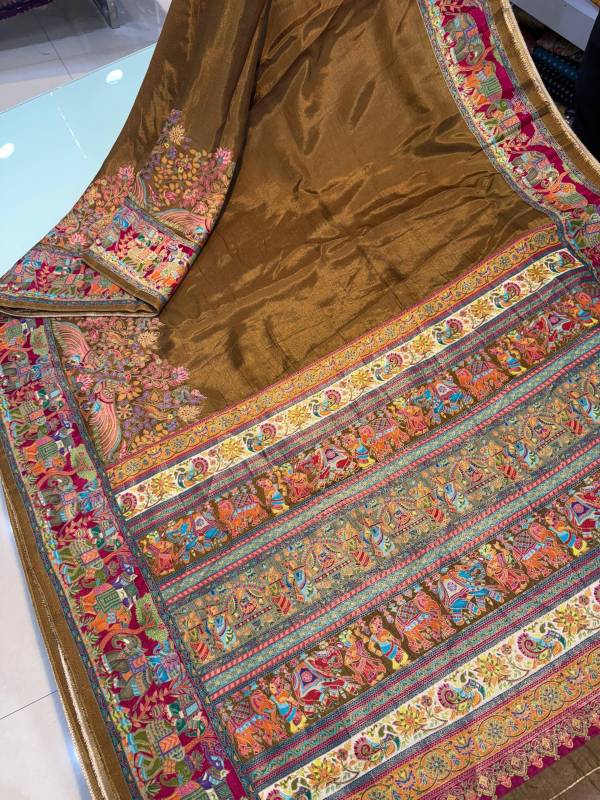 Pure viscose silk position pashmina saree