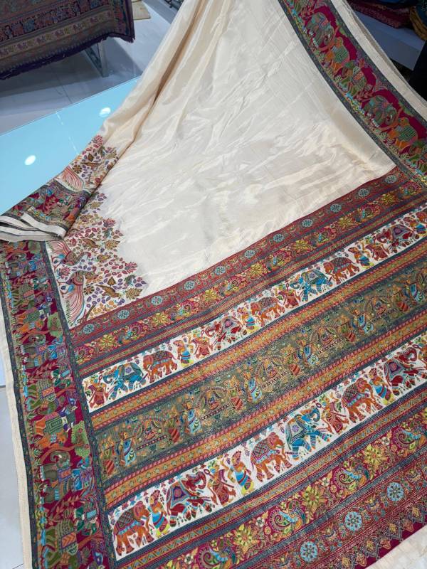 Pure viscose silk position pashmina saree