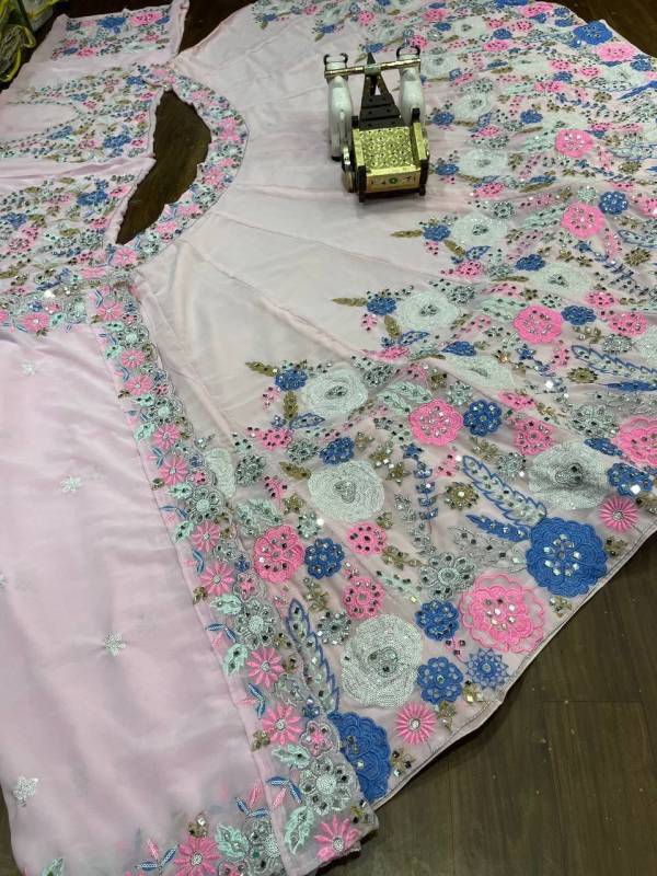 Real Mirror Faux Georgette Embroidery Work Lehenga choli set