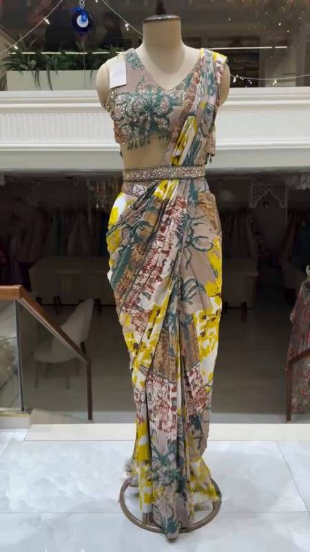  Ready-to-Wear Soft Chinon Silk Saree