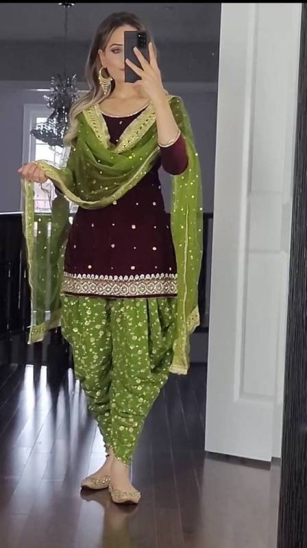 Party Wear Look Top ,Dhoti Salwar and Dupatta