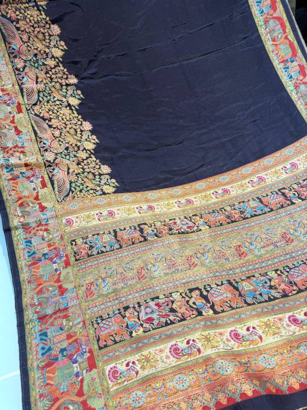 Pure viscose silk position pashmina saree