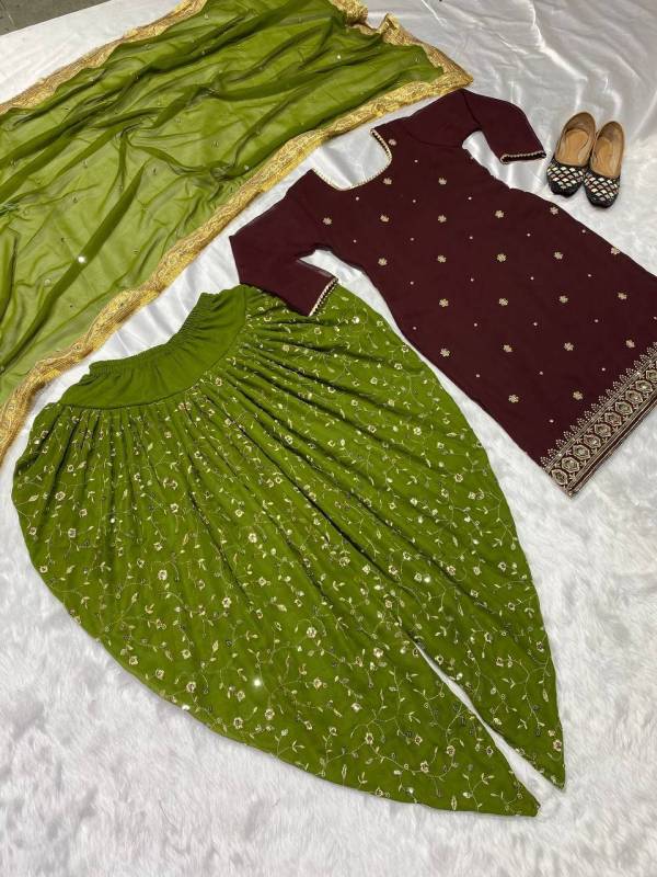 Party Wear Look Top ,Dhoti Salwar and Dupatta