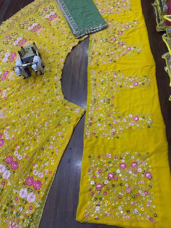 Faux Georgette Bridal Lehenga, adorned with exquisite sequin embroidery