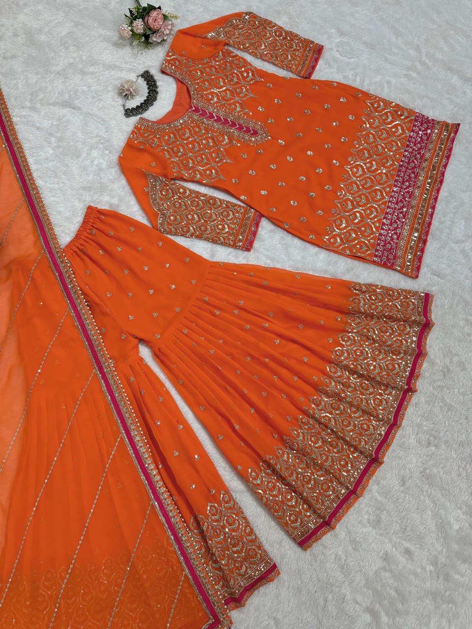 Faux Georgette Palazzo Set with dupatta