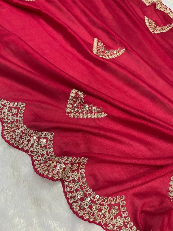 Vichitra Blooming Saree with Exquisite Designer Sequins and Jari Dori Embroidery Work