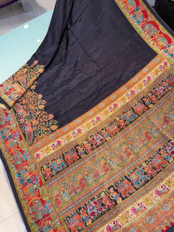 Pure viscose silk position pashmina saree