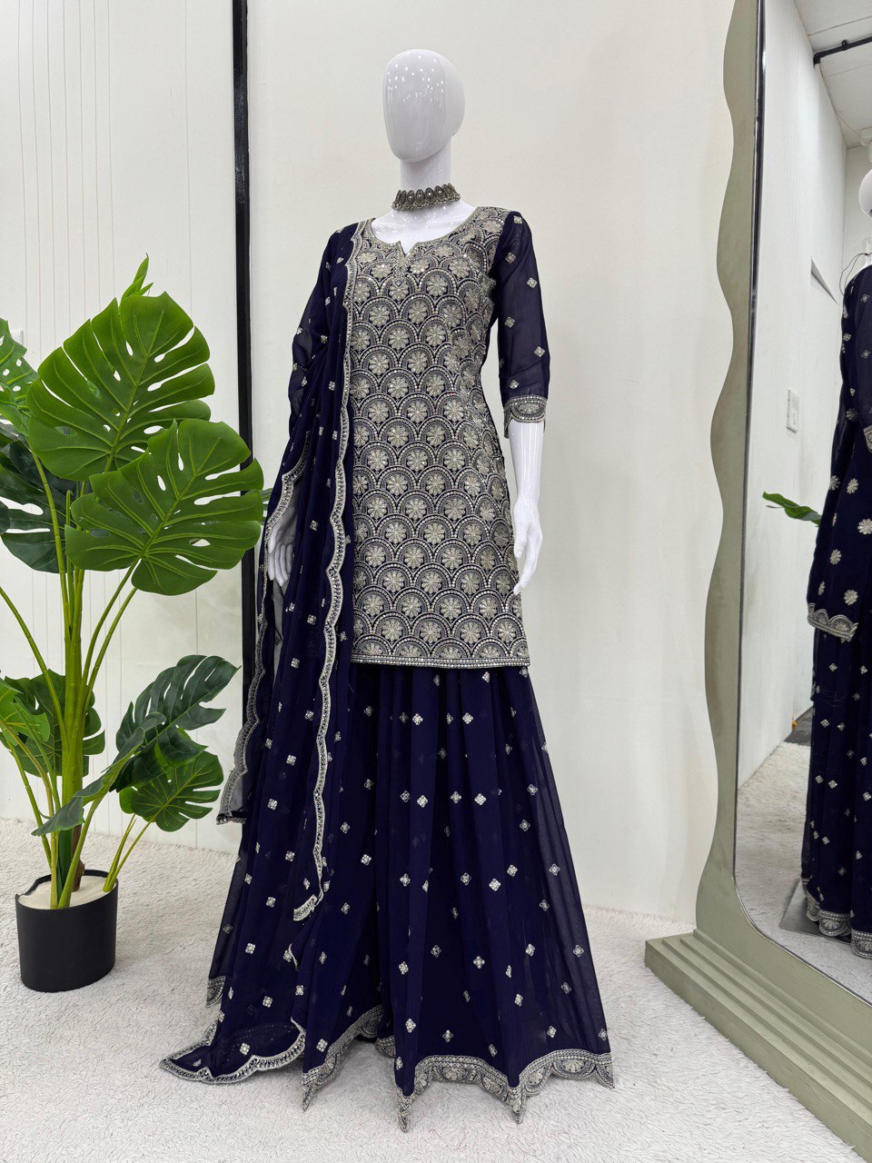 Faux Georgette Palazzo Set with dupatta